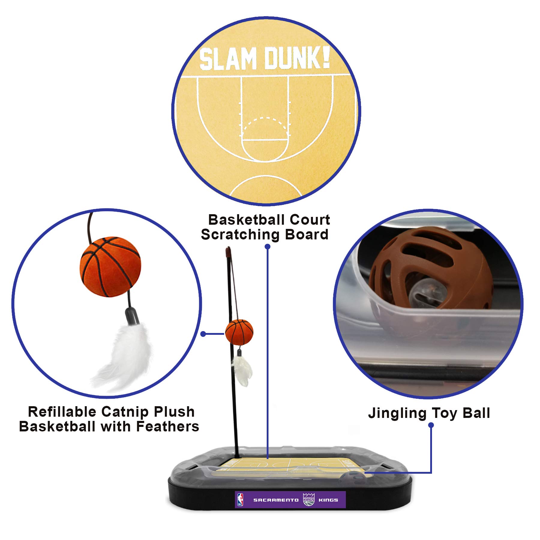 Foto 7 pulgar | Pelota De Baloncesto Cat Scratcher Toy Pets First Sacramento Kings - Venta Internacional.