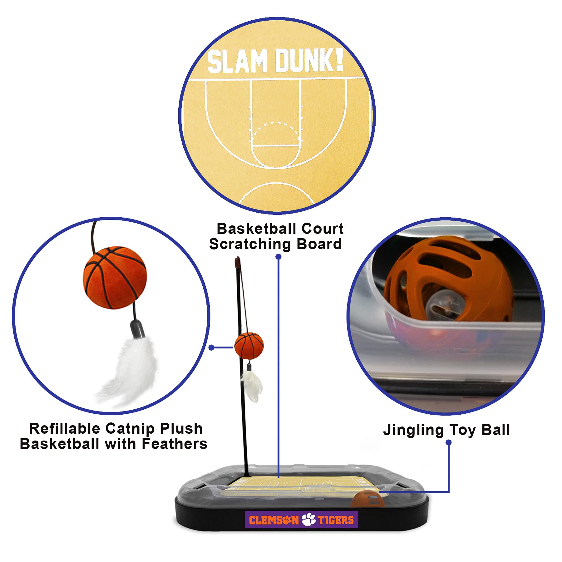 Foto 7 pulgar | Juguete Rascador Para Gatos, Primera Pelota De Baloncesto De Los Clemson Tigers De La Ncaa - Venta Internacional.