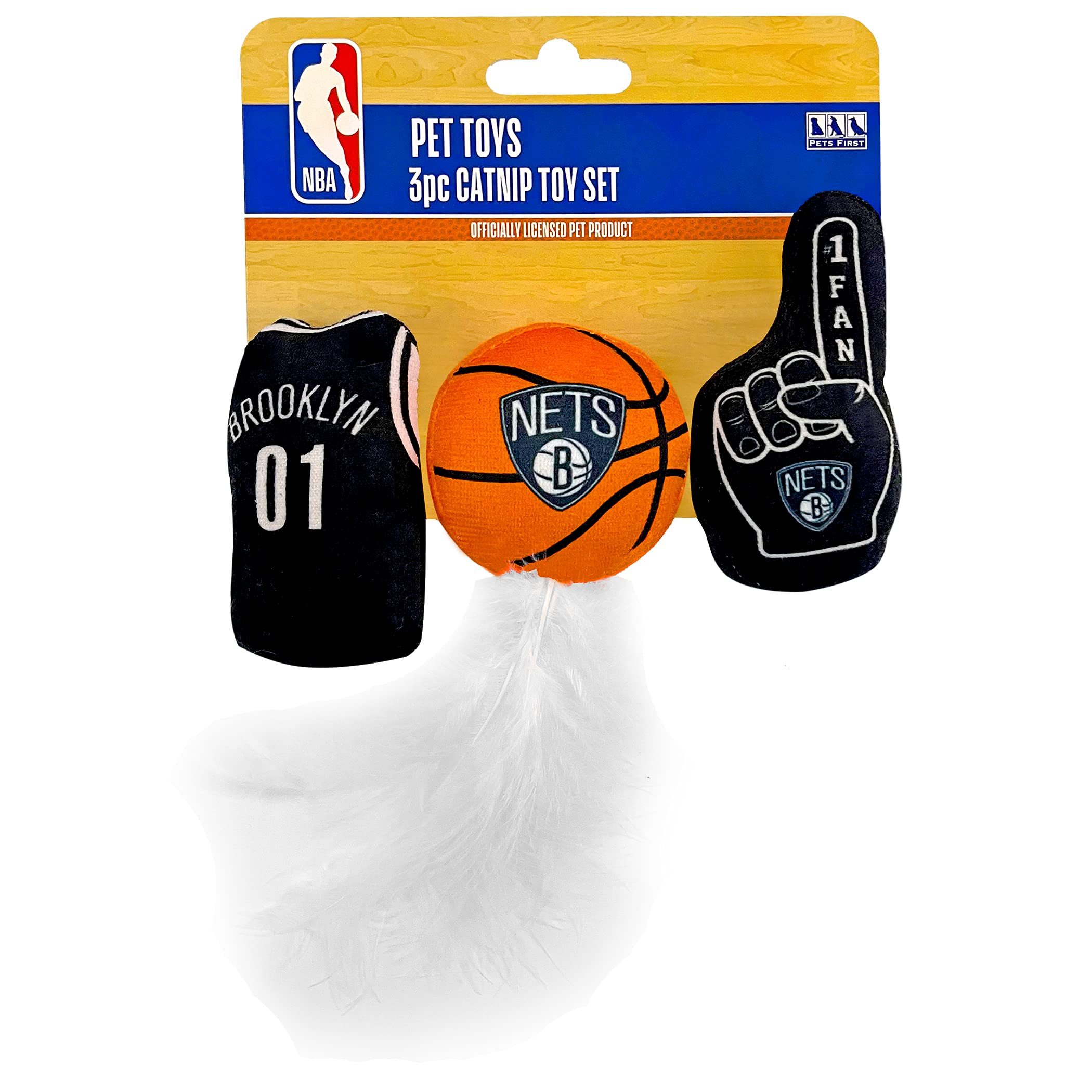 Foto 2 pulgar | Set De Juguetes Para Gatos Pets First Nba Brooklyn Nets De Peluche Con Hierba Gatera X3 - Venta Internacional.