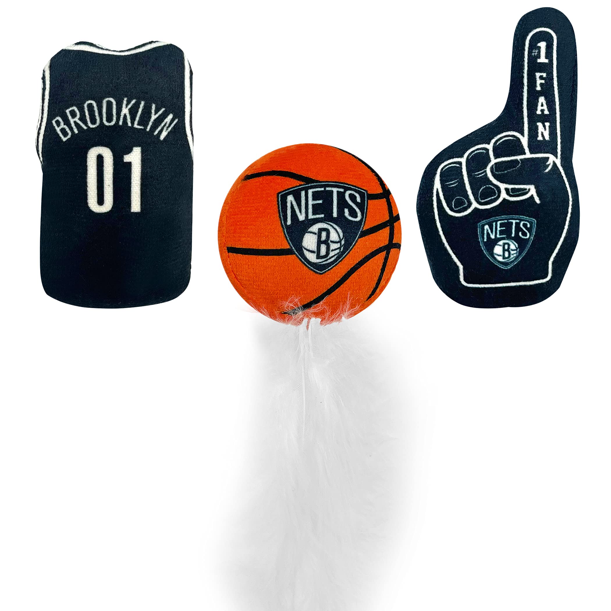 Foto 6 pulgar | Set De Juguetes Para Gatos Pets First Nba Brooklyn Nets De Peluche Con Hierba Gatera X3 - Venta Internacional.