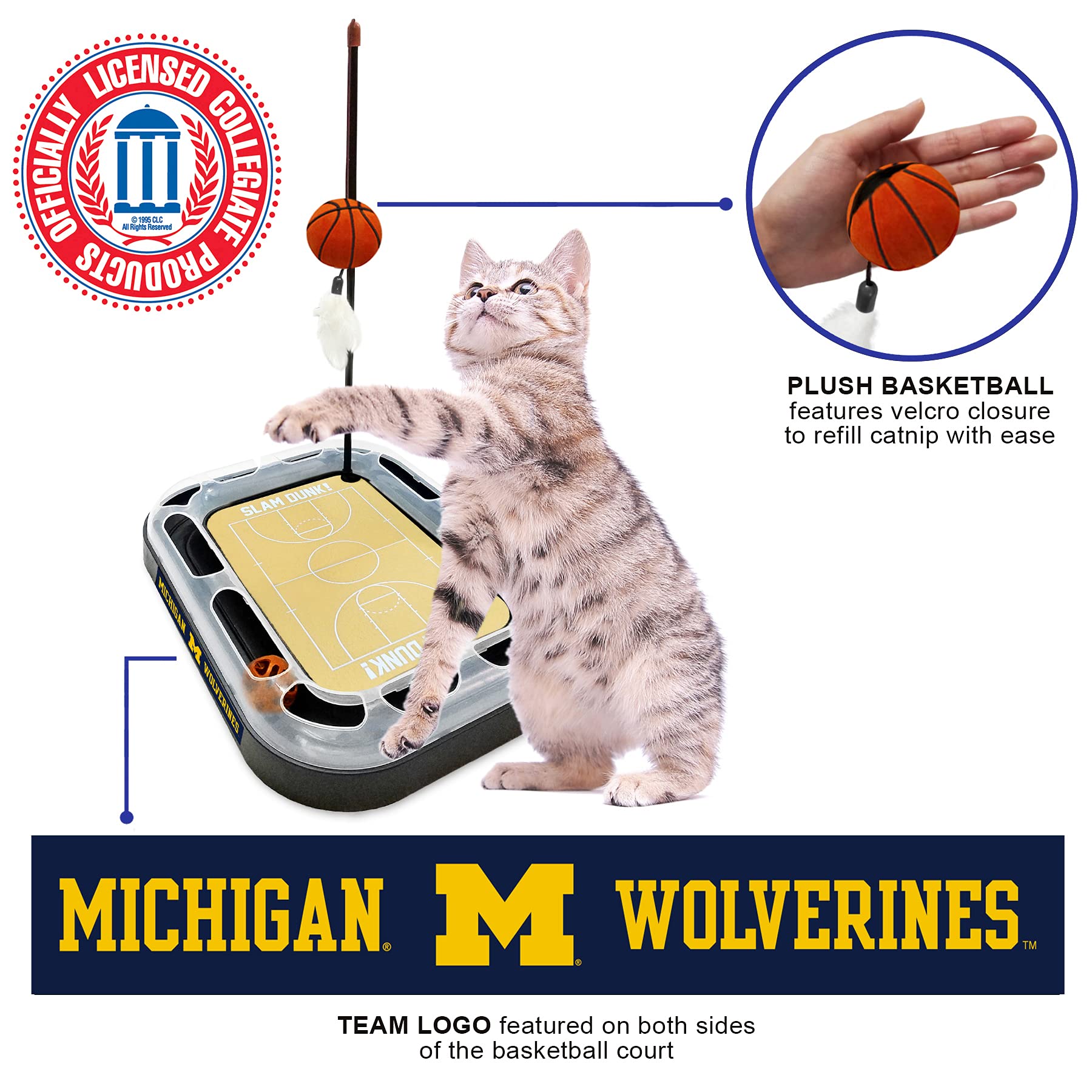 Foto 4 | Juguete Para Rascar Gatos, Primera Pelota De Baloncesto De Los Michigan Wolverines De La Ncaa - Venta Internacional.
