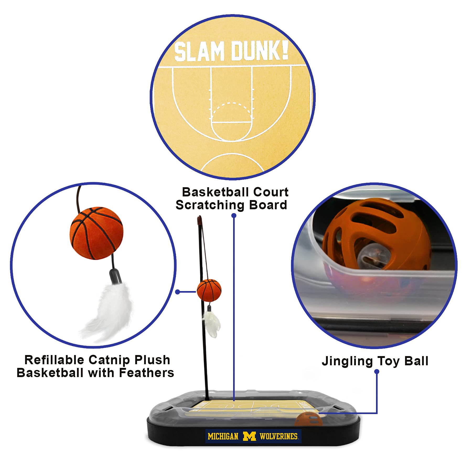 Foto 6 | Juguete Para Rascar Gatos, Primera Pelota De Baloncesto De Los Michigan Wolverines De La Ncaa - Venta Internacional.