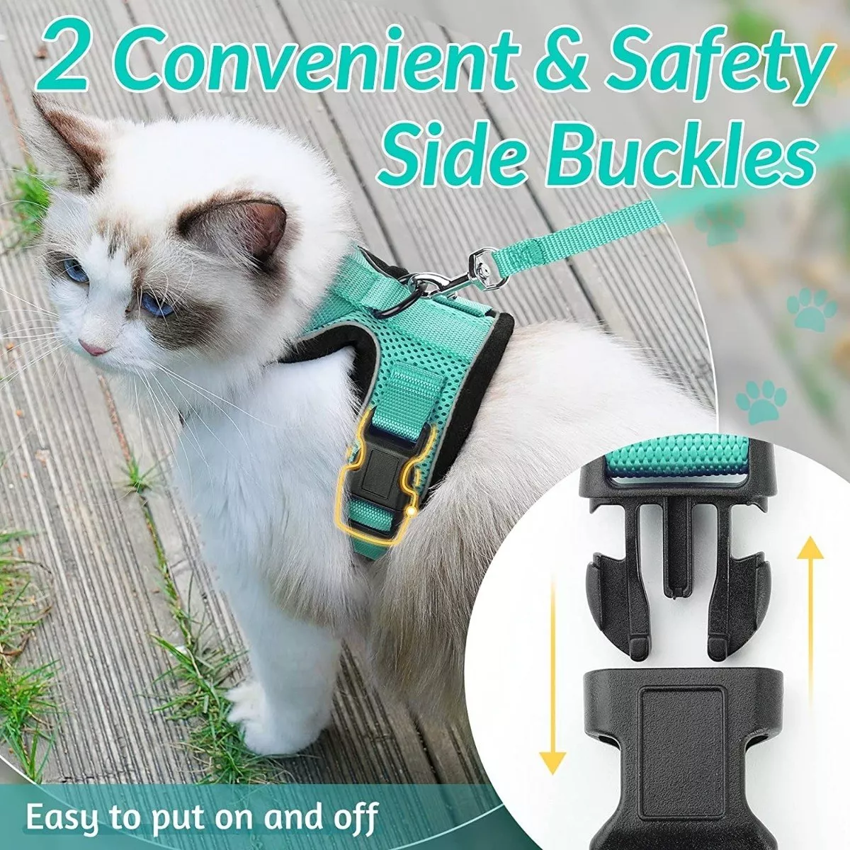 Foto 4 pulgar | Arnes para Gato Eo Safe Imports Esi-8657 color Verde Antiescape y Ajustable con Correa