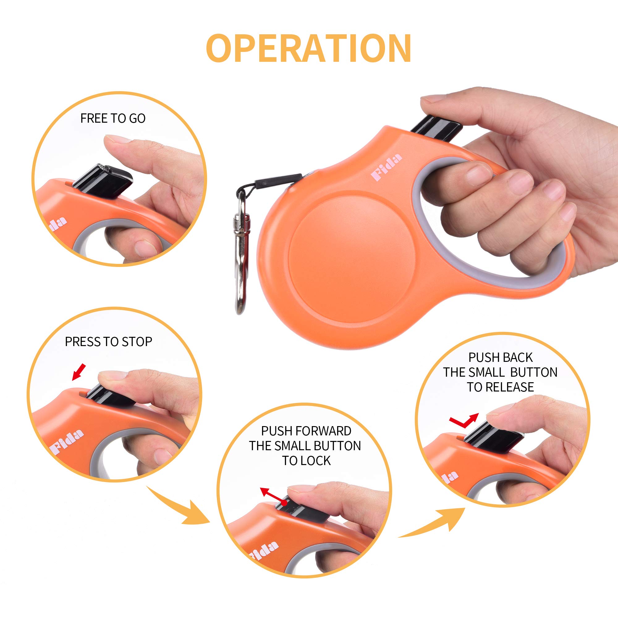 Foto 5 pulgar | Correa Retráctil Para Perros Fida Heavy Duty De 16 Pies Para Perros O Gatos Pequeños - Venta Internacional.