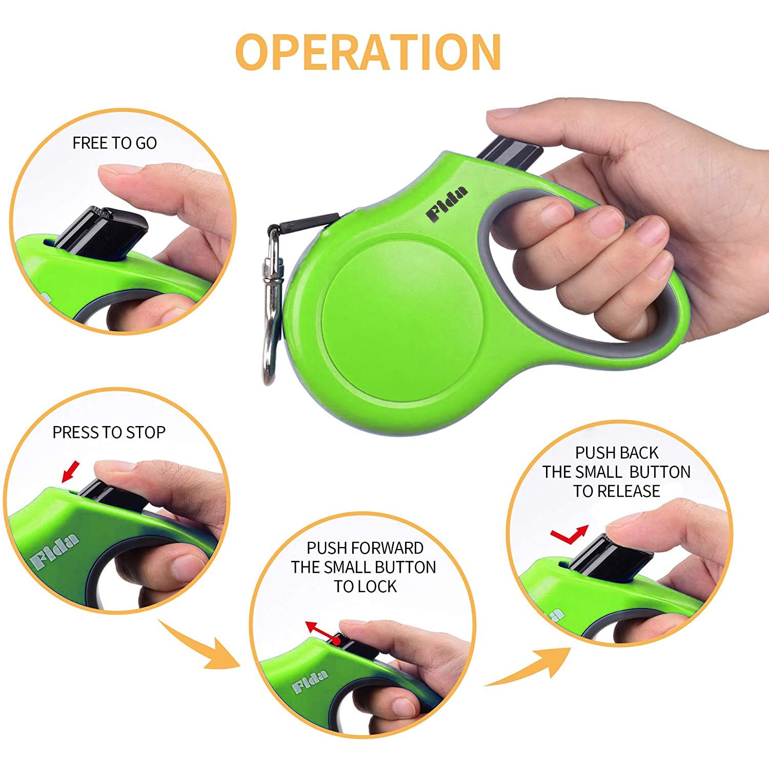 Foto 5 pulgar | Correa Retráctil Para Perros Fida De 16 Pies, Resistente, Para Perros O Gatos Pequeños - Venta Internacional.