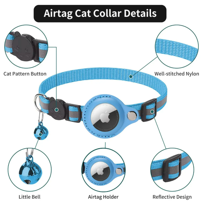 Foto 2 | Xtellar Collar Airtag Reflectante Premium Para Gatos Con Doble Seguridad  Pack De 2
