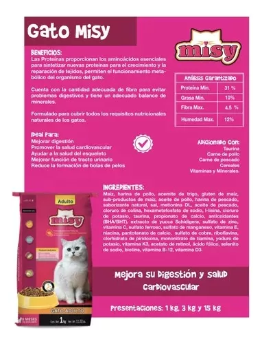 Foto 4 pulgar | Alimento Misy de 15 kg para Gato