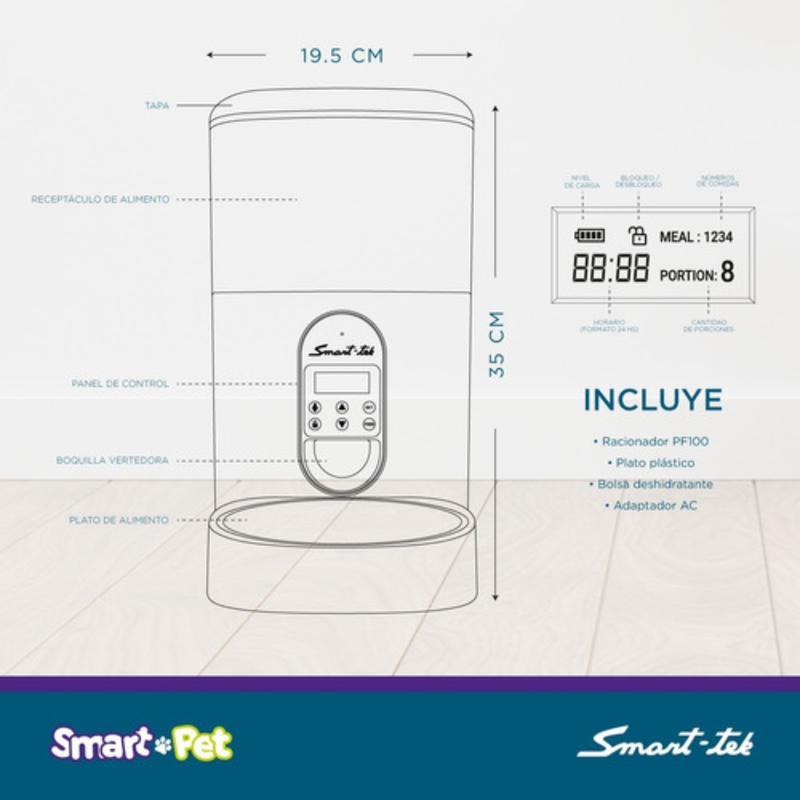 Foto 5 pulgar | Racionador de Alimentos Smart-Tek PF100/PF200 Blanco 4l Automático