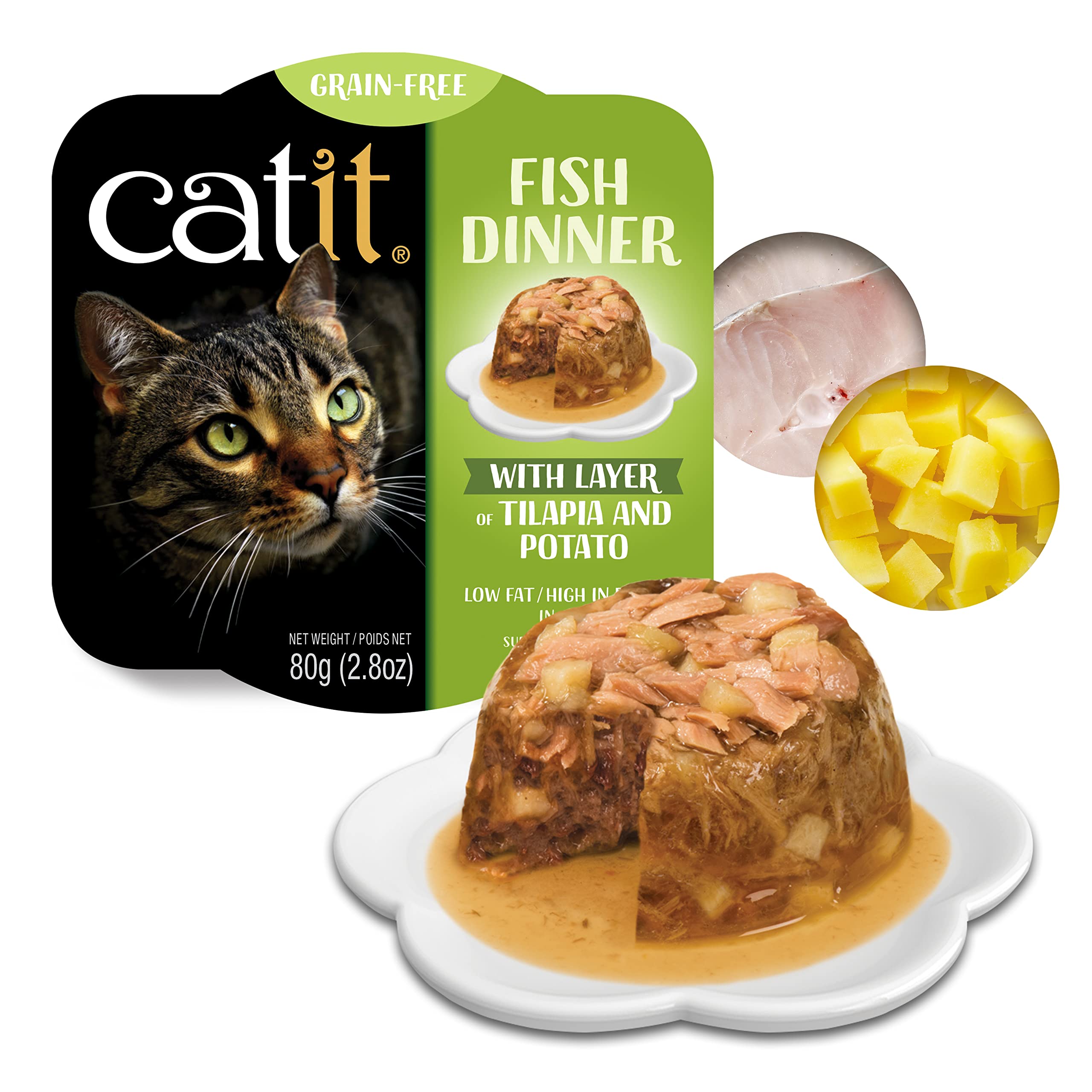 Foto 2 pulgar | Comida Húmeda Para Gatos Catit Fish Dinner Con Tilapia Y Patatas - Venta Internacional.