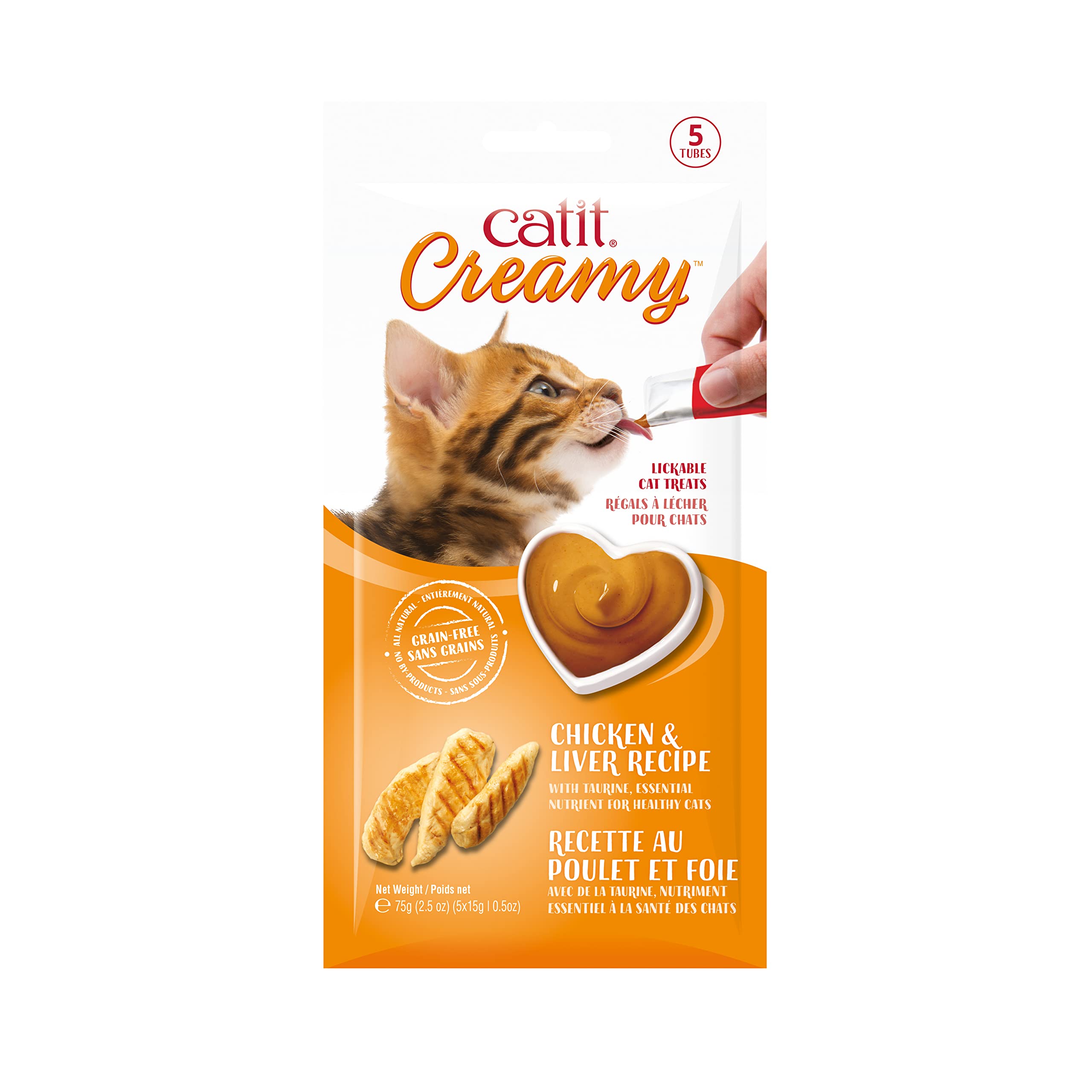 Cat Treat Catit Creamy Lamible Hidratante Pollo E Hígado, Paquete De 5 Unidades - Venta Internacional.