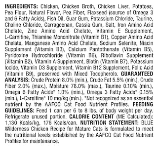 Foto 3 | Comida Húmeda Para Gatos Blue Buffalo Wilderness Mature Chicken 160 G - Venta Internacional.
