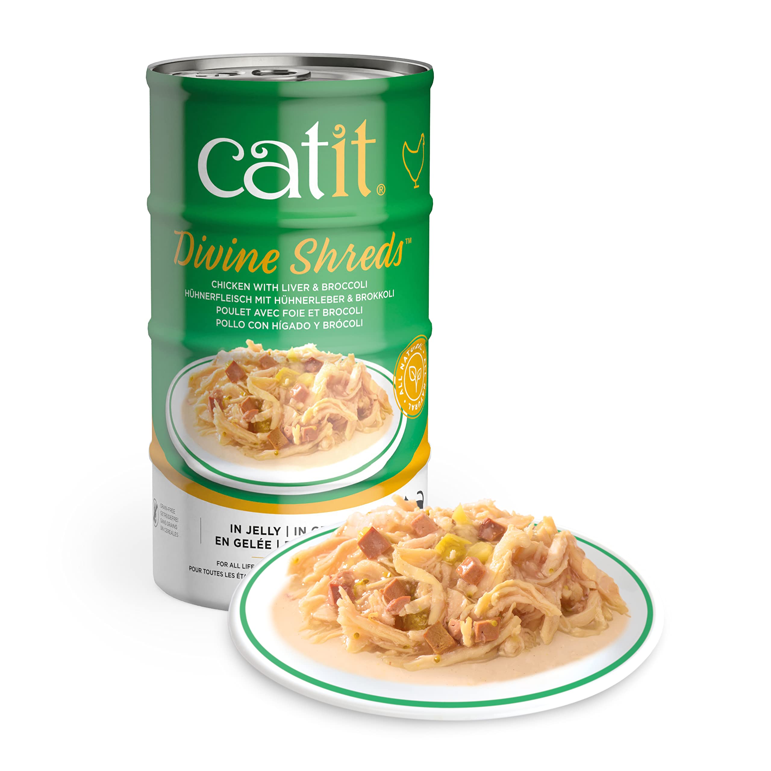 Comida Húmeda Para Gatos Catit Divine Desmenuzada En Gelatina De Pollo Con Hígado - Venta Internacional.