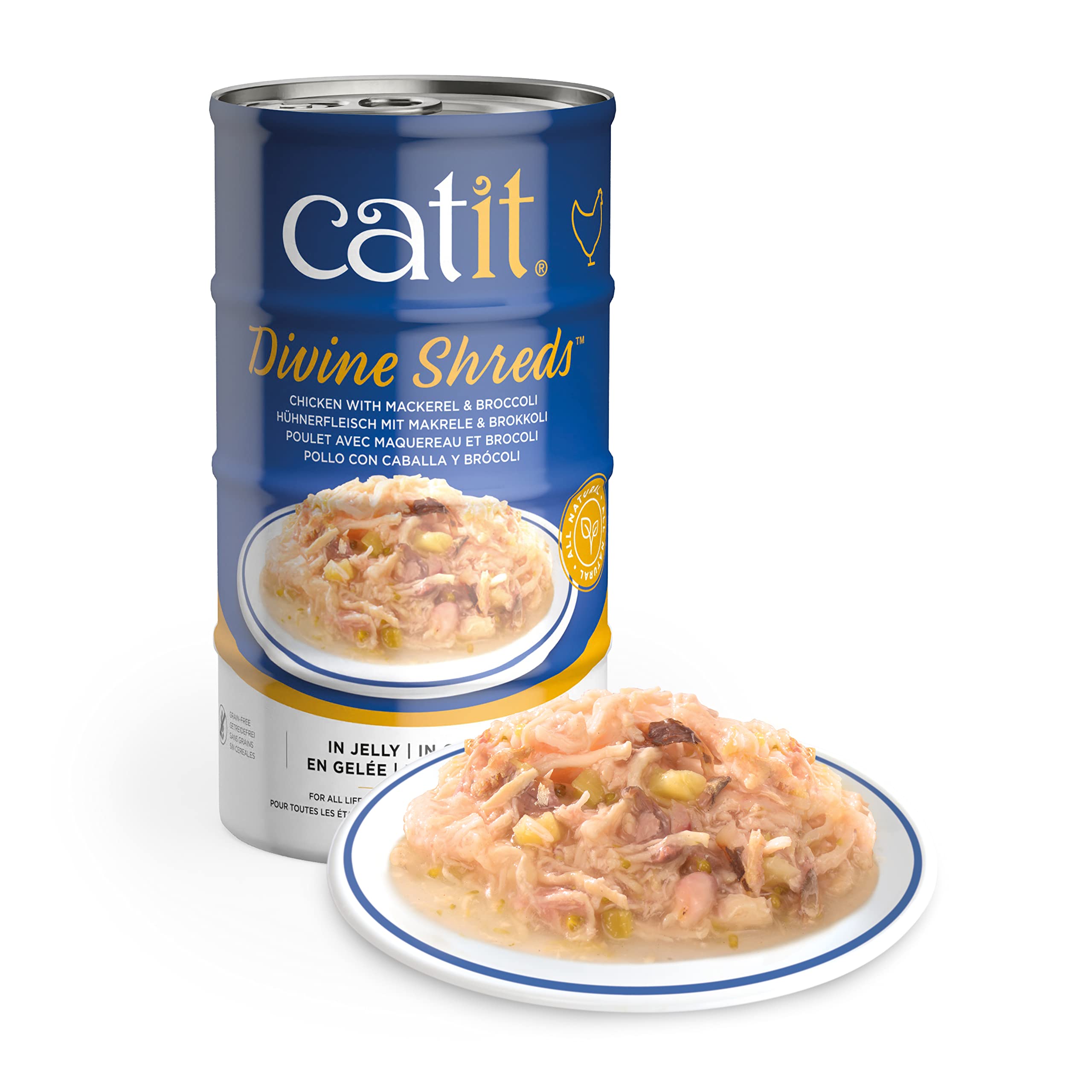 Comida Húmeda Para Gatos Catit Divine Desmenuzada En Gelatina De Pollo Con Caballa - Venta Internacional.