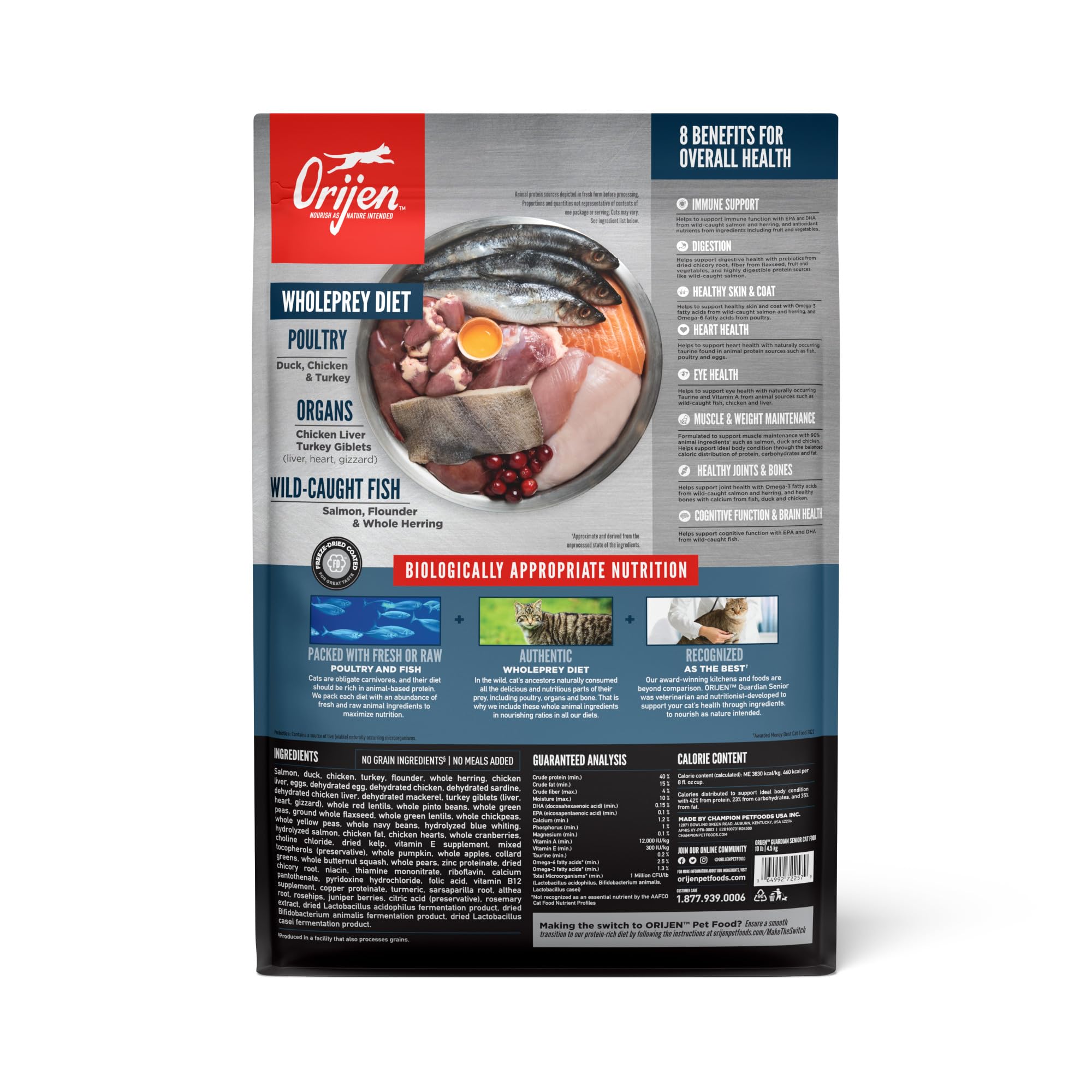Foto 2 | Alimento Seco Para Gatos Orijen Guardian Senior, Sin Cereales, 4,5 Kg - Venta Internacional.
