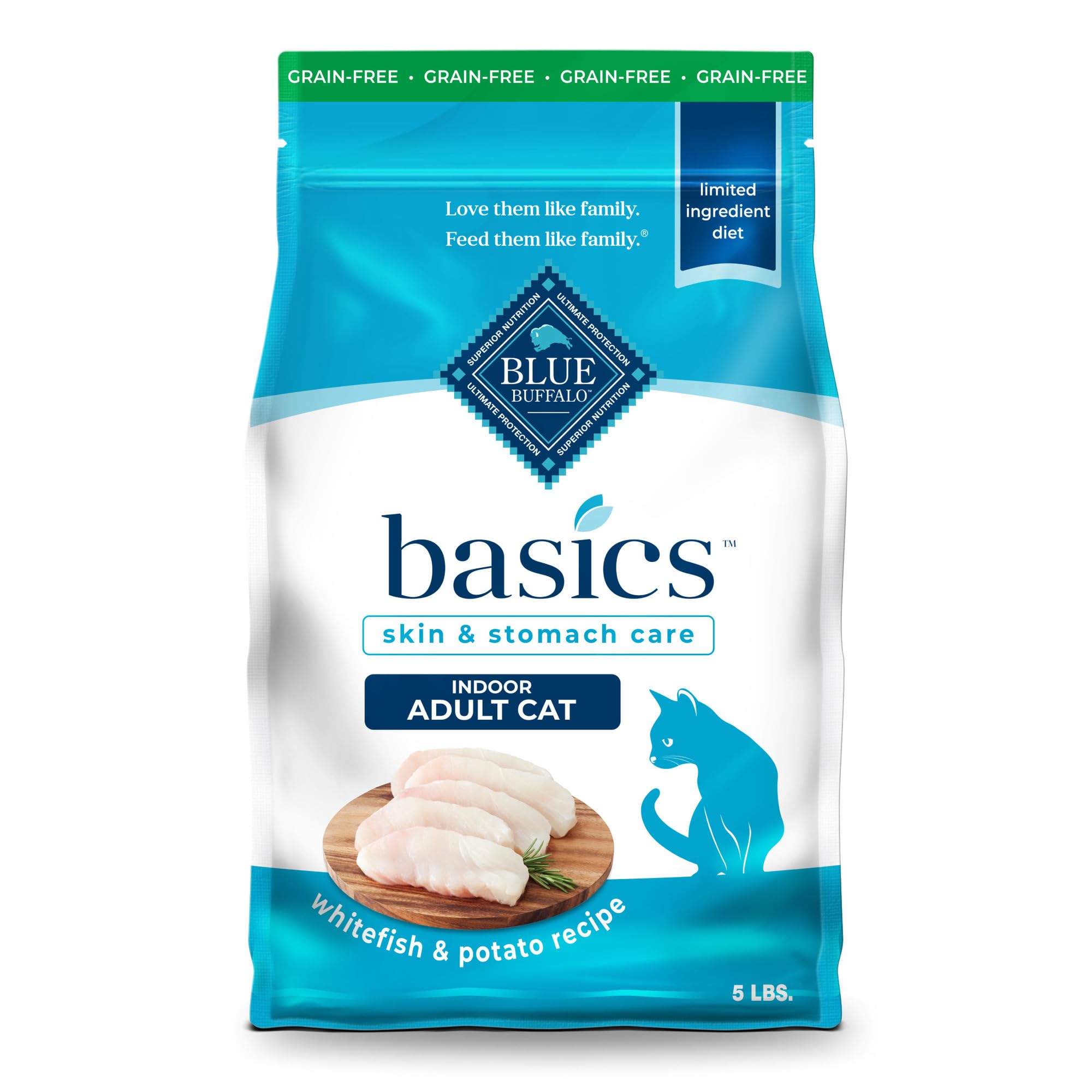 Foto 2 pulgar | Alimento Seco Para Gatos Blue Buffalo Basics Para El Cuidado De La Piel Y El Estómago, 2,27 Kg - Venta Internacional.
