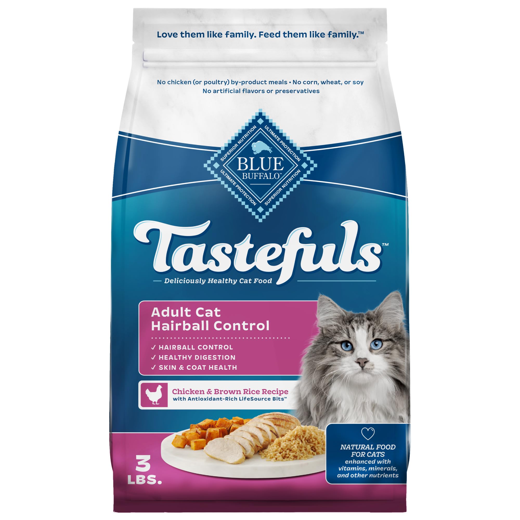 Alimento Seco Para Gatos Blue Buffalo Tastefuls Hairball Care 1,36 Kg - Venta Internacional.