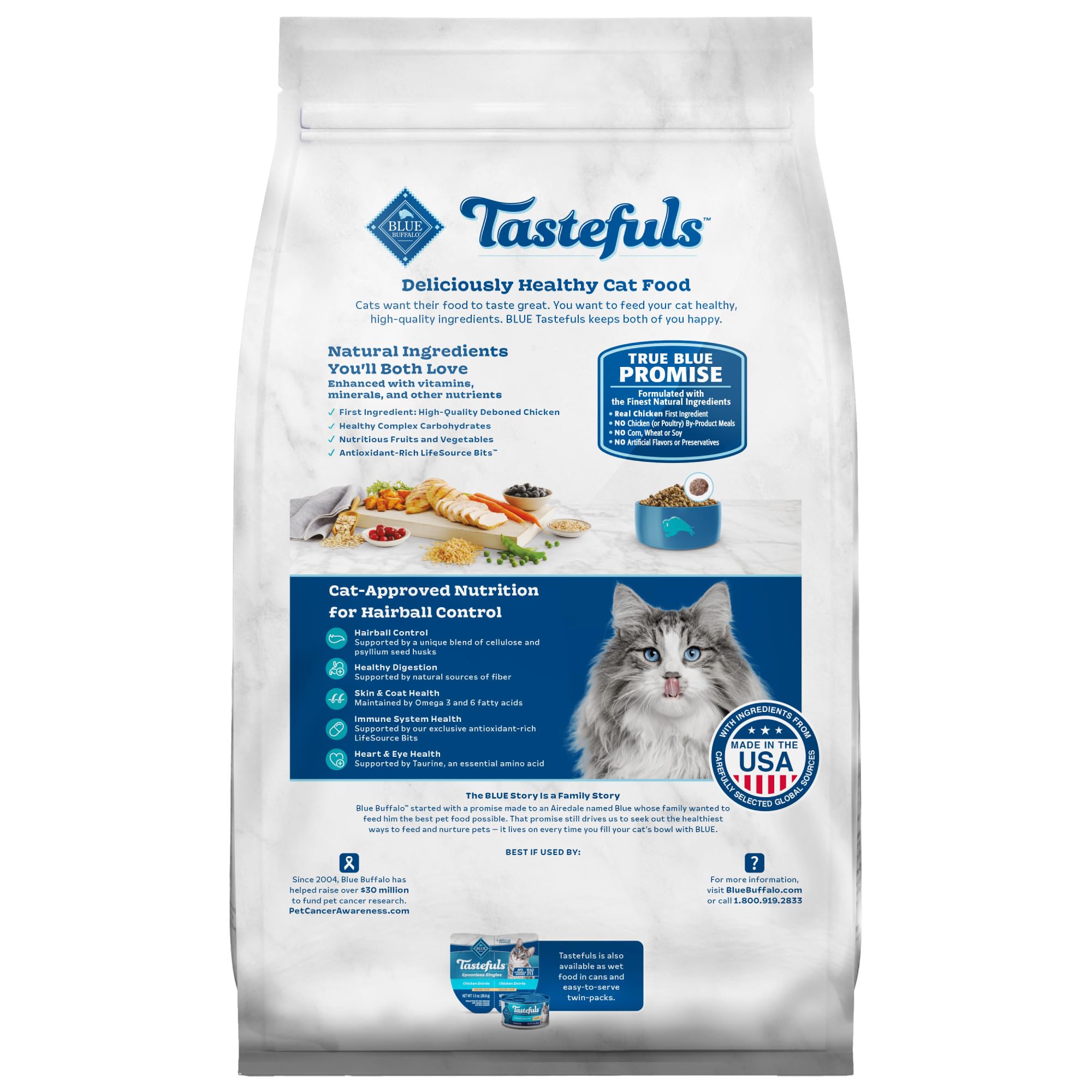 Foto 3 pulgar | Alimento Seco Para Gatos Blue Buffalo Tastefuls Hairball Care 1,36 Kg - Venta Internacional.