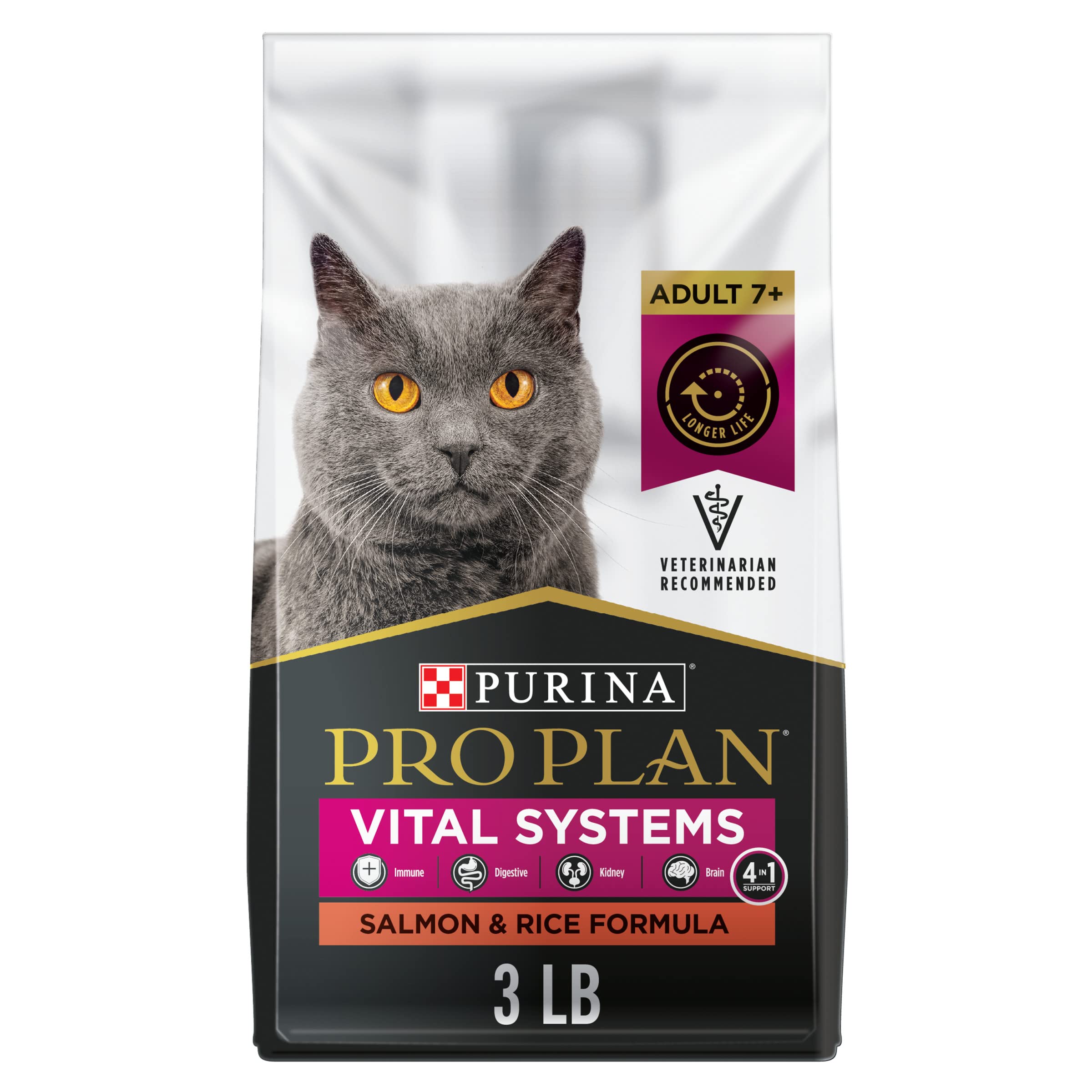 Alimento Para Gatos Purina Pro Plan Vital Systems, Salmón Y Arroz, 1,36 Kg - Venta Internacional.