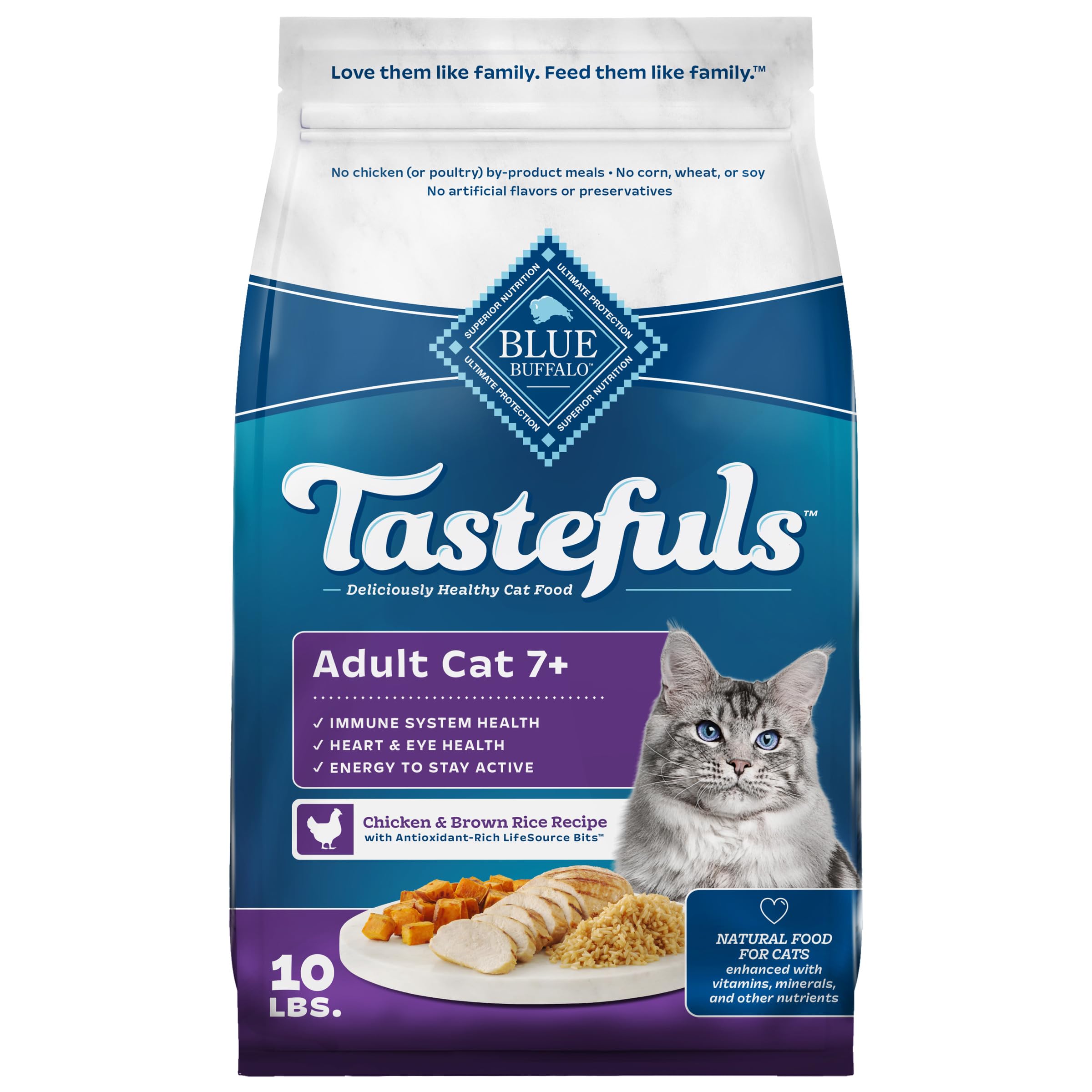 Foto 2 pulgar | Alimento Seco Para Gatos Blue Buffalo Tastefuls Para Adultos Mayores De 7 Años, 4,54 Kg - Venta Internacional.