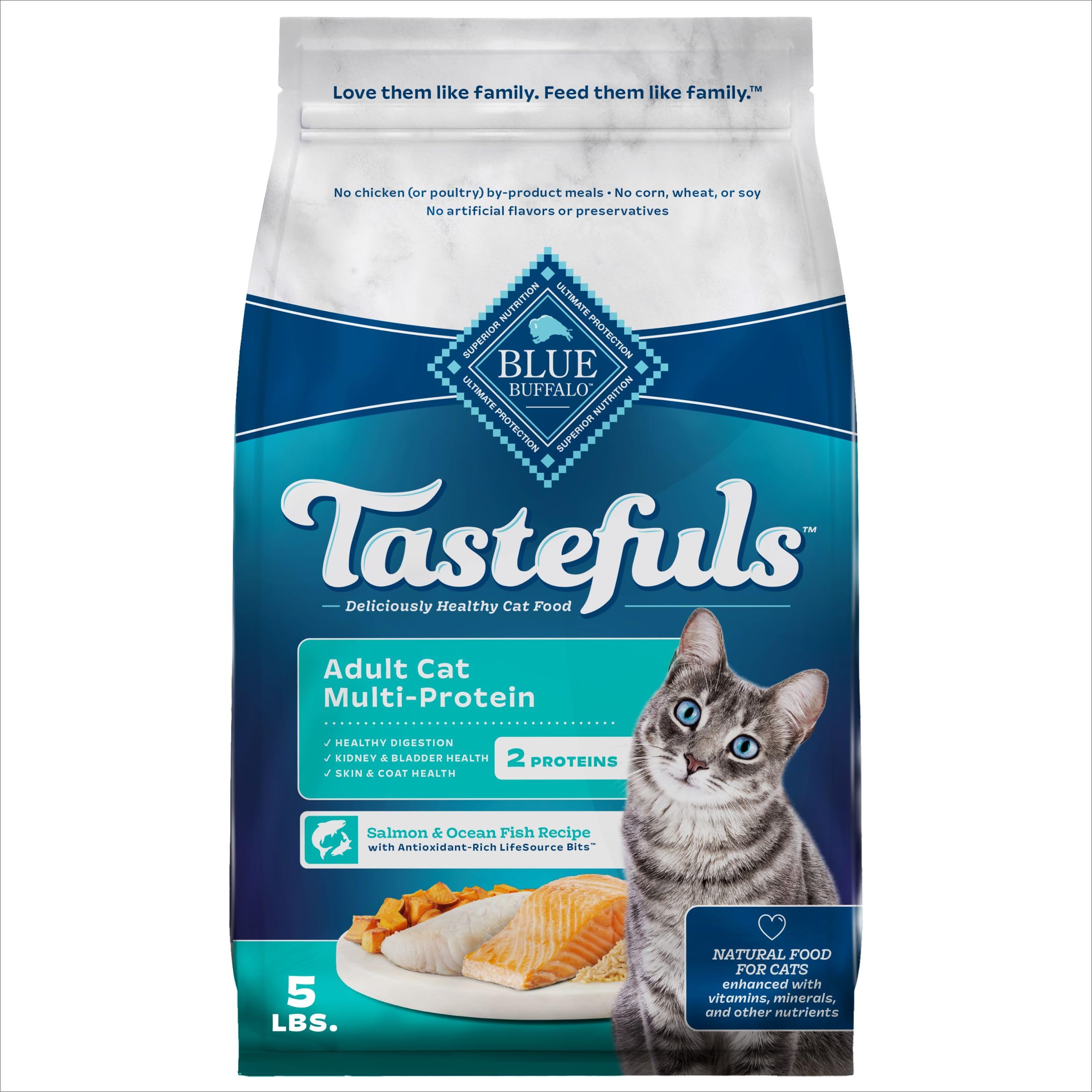 Alimento Para Gatos Blue Buffalo Tastefuls, Multiproteico, Adulto, 2,27 Kg - Venta Internacional.