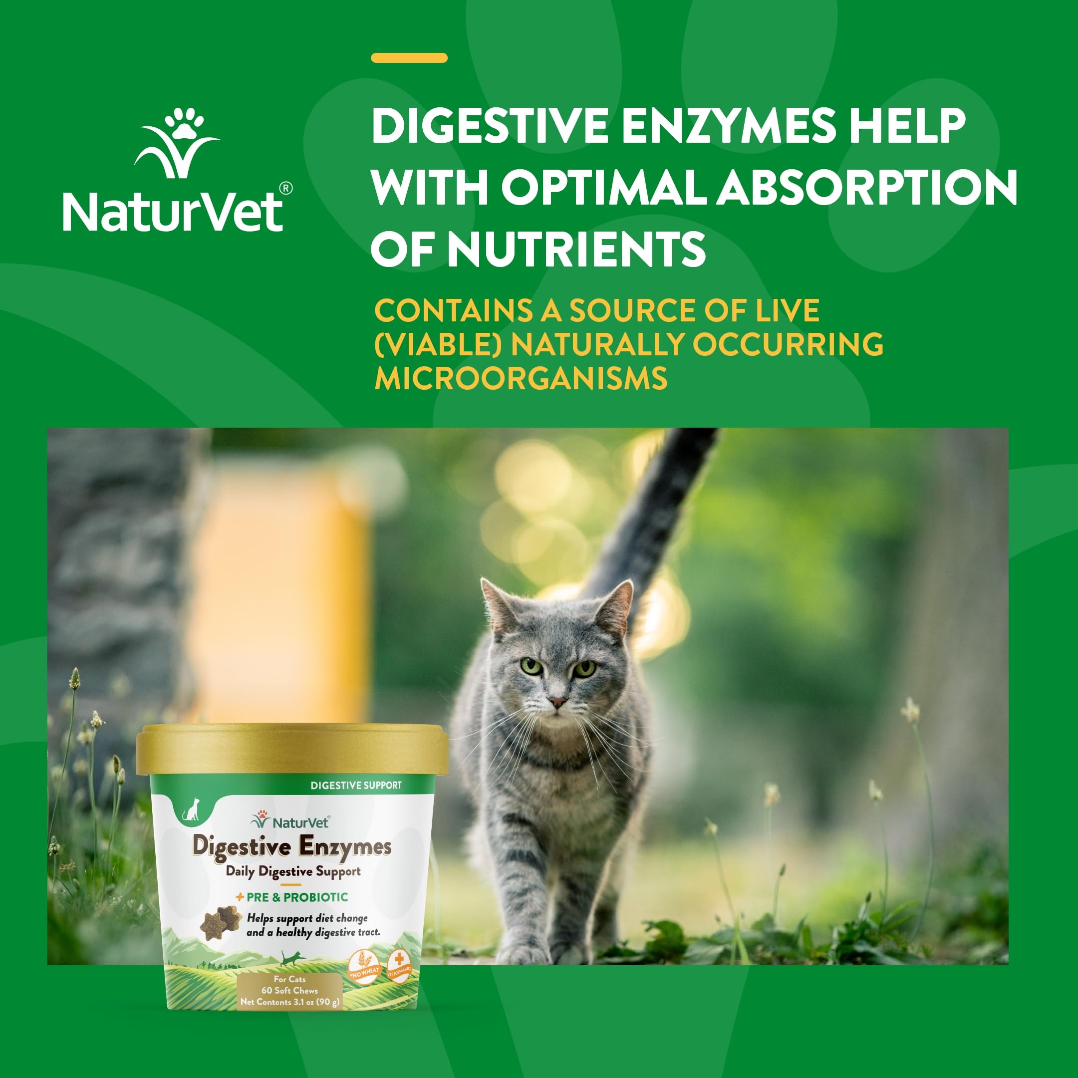 Foto 6 pulgar | Enzimas Digestivas Para Gatos Naturvet Plus Probiotics 60 Soft Chews - Venta Internacional.