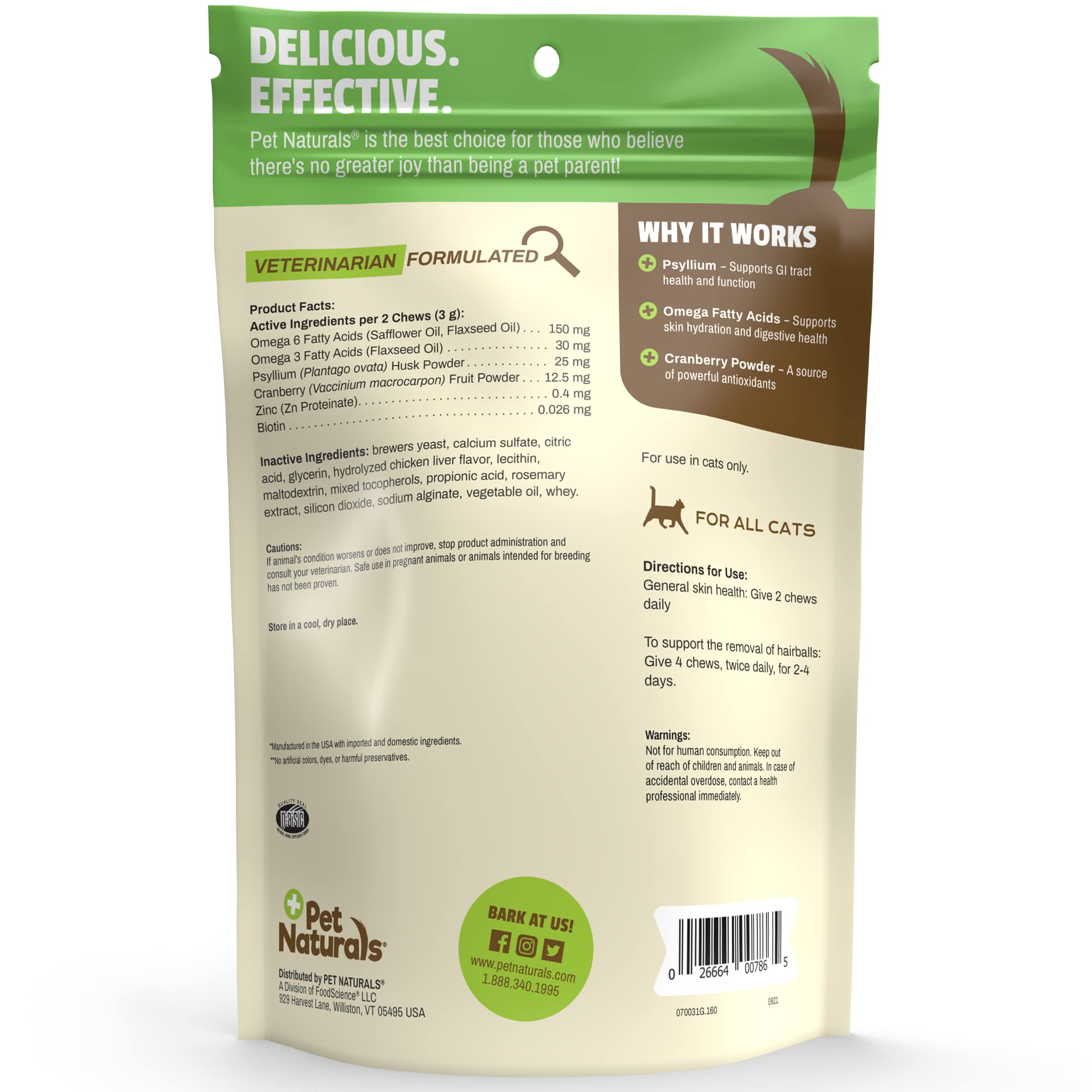 Foto 3 pulgar | Masticables Cat Hairball Control Pet Naturals 160  Pollo - Venta Internacional.