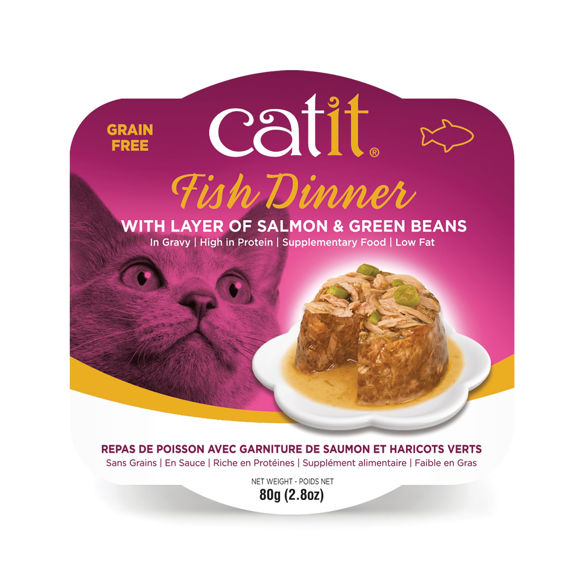 Comida Húmeda Para Gatos Catit Fish Dinner, Salmón Y Judías Verdes, 100 G - Venta Internacional.