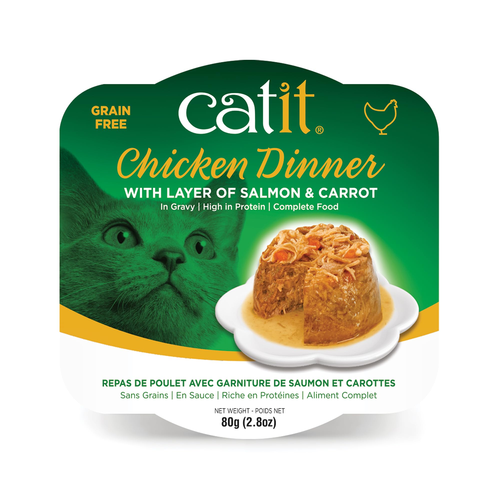 Comida Húmeda Para Gatos Catit Chicken Dinner, Salmón Y Zanahoria, 100 G - Venta Internacional.