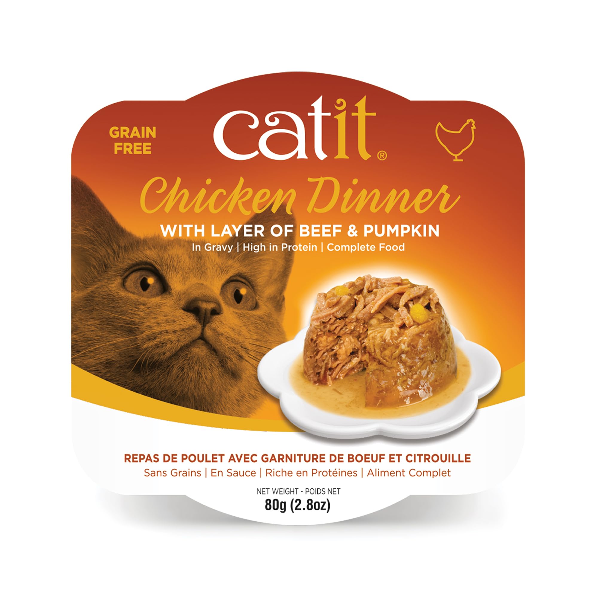 Foto 2 pulgar | Comida Húmeda Para Gatos Catit Chicken Dinner Con Carne De Res Y Calabaza, 85 G - Venta Internacional.