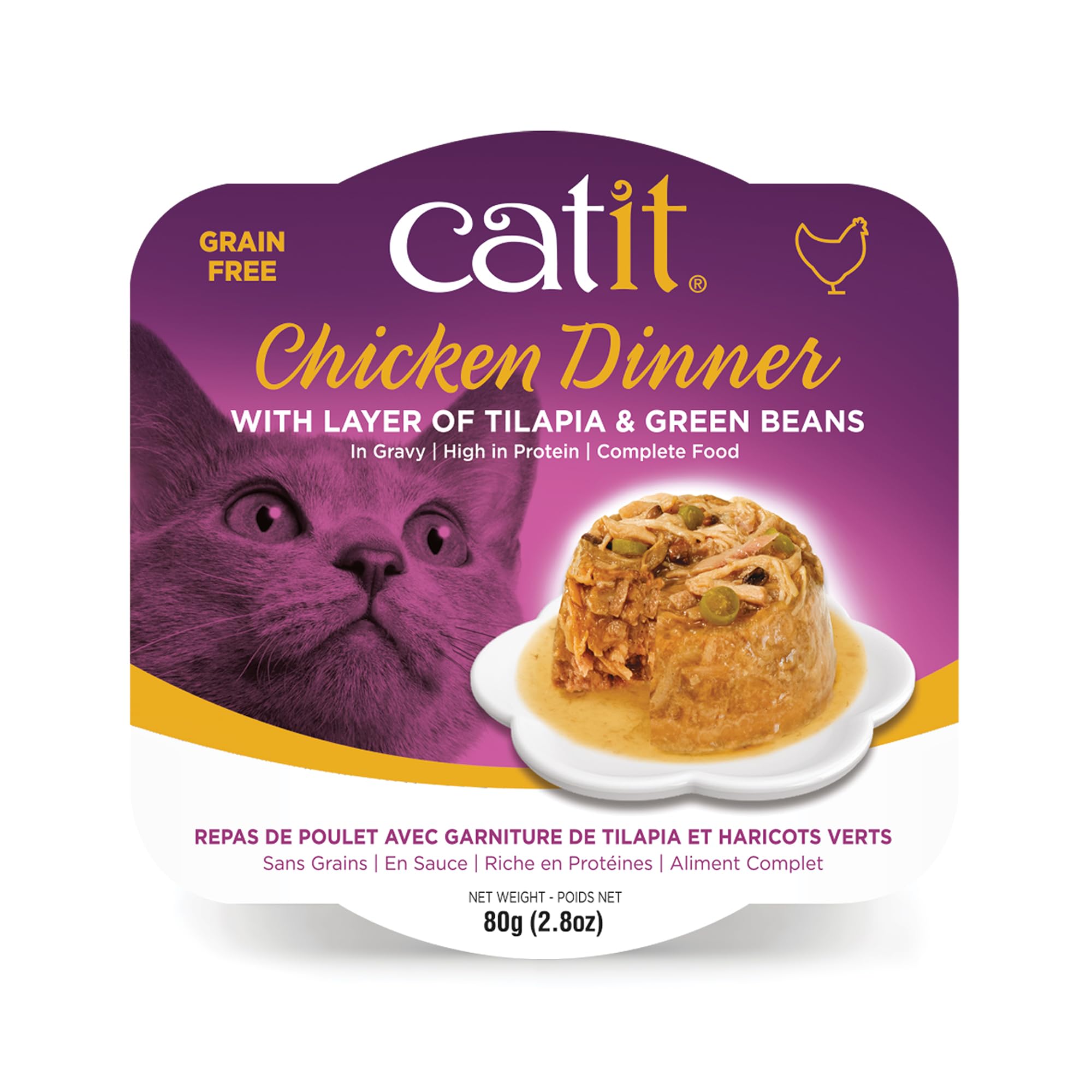 Comida Húmeda Para Gatos Catit Chicken Dinner Con Tilapia Y Judías Verdes - Venta Internacional.