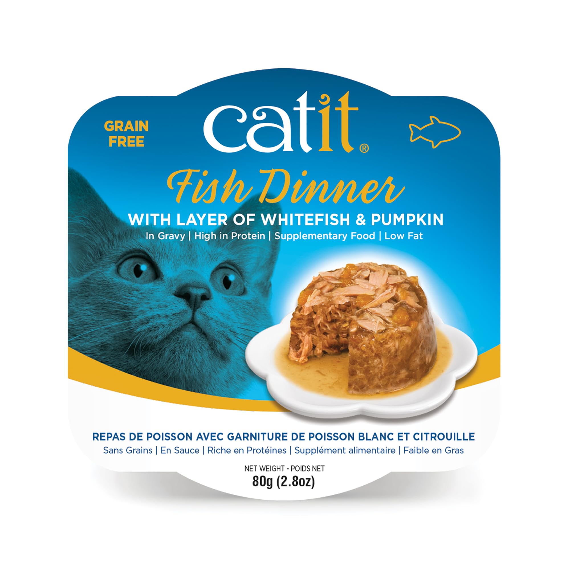 Comida Húmeda Para Gatos Catit Fish Dinner, Pescado Blanco Y Calabaza, 85 G - Venta Internacional.