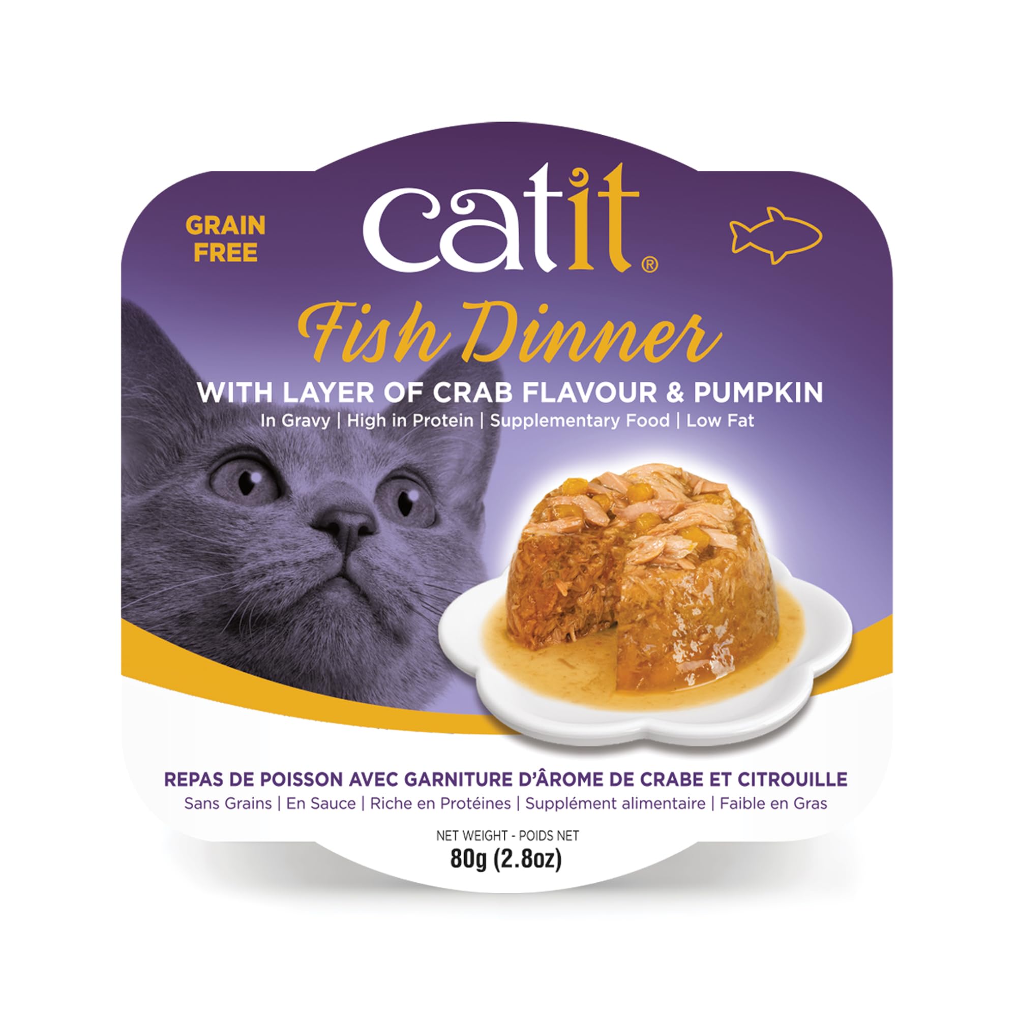 Comida Húmeda Para Gatos Catit Fish Dinner Con Sabor A Cangrejo Y Calabaza - Venta Internacional.