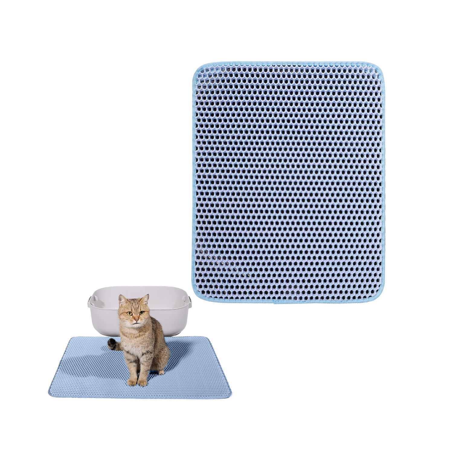 Alfombrilla Para Gatos, Azul, Doble Capa, 90 X 60 Cm, Lavable - Venta Internacional.