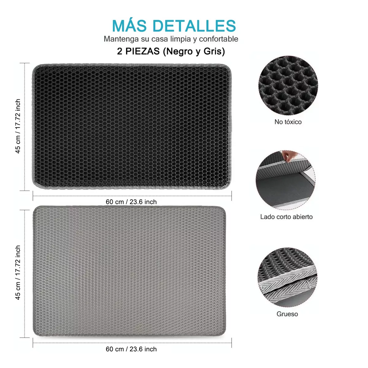 Foto 3 pulgar | 2pcs Tapete Para Arenero De Gatos Eo Safe Imports Esi-16279 Negro