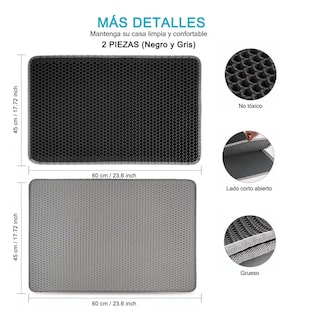 Foto 2 | 2pcs Tapete Para Arenero De Gatos Eo Safe Imports Esi-16279 Negro