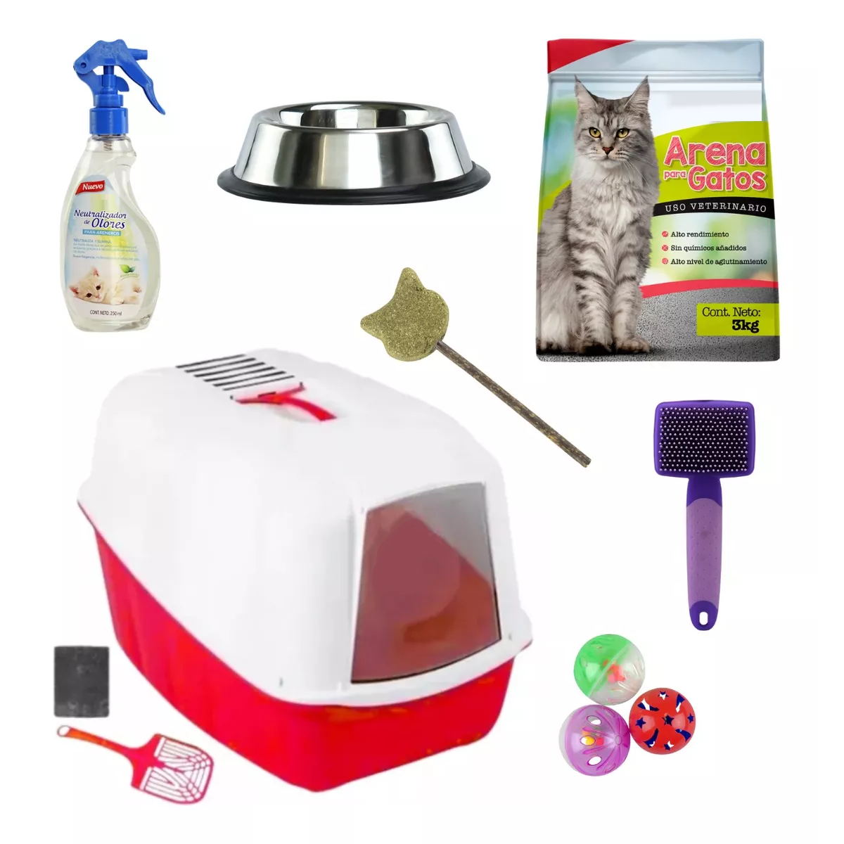 Kit Para Gato Arenero Neutralizador 9pzas Eo Safe Imports Esi-16278 Multicolor