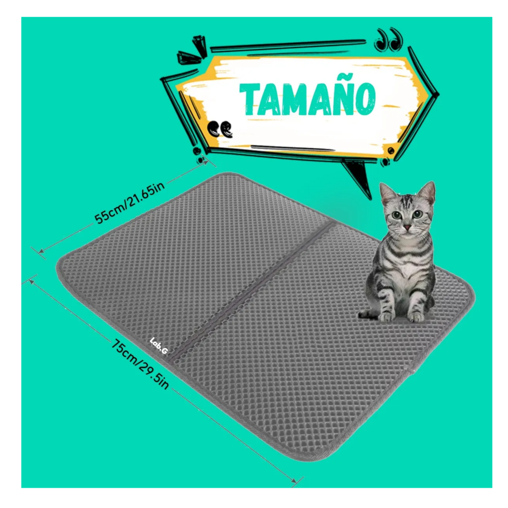 Foto 5 | Tapete Para Gato Arenero 75x55cm Alfombra Lab.g, Gris