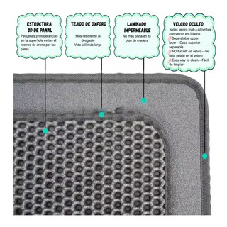 Foto 3 | Tapete Para Gato Arenero 75x55cm Alfombra Belug, Gris