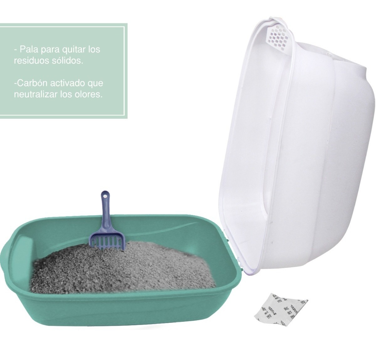 Foto 4 pulgar | Arenero para Gato con Filtro Anti Olor más Puerta Abatible y Pala Verde