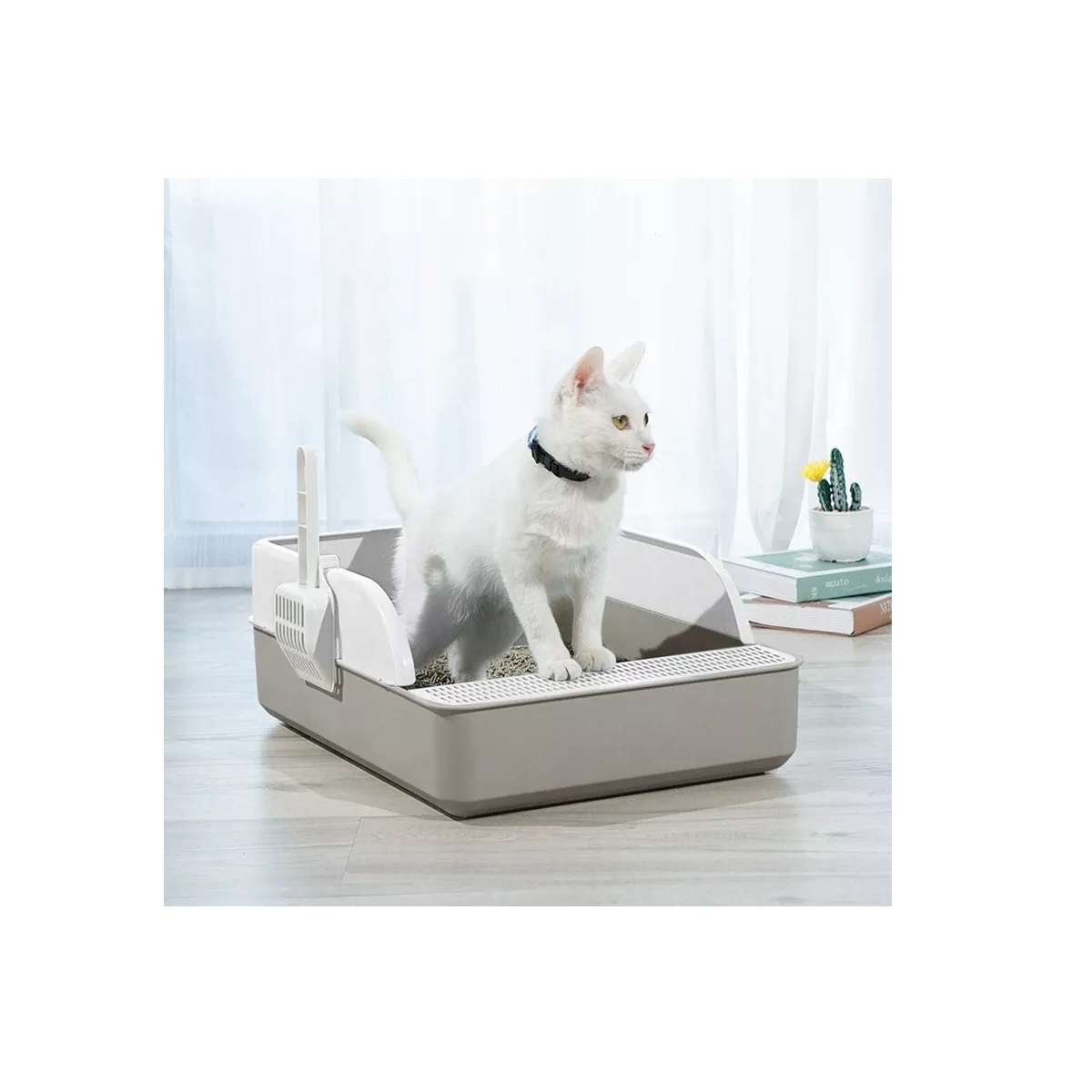Foto 6 pulgar | Caja de Arenero con Recogedor para Mascotas y Gato Eo Safe Imports Esi-8798 color Gris