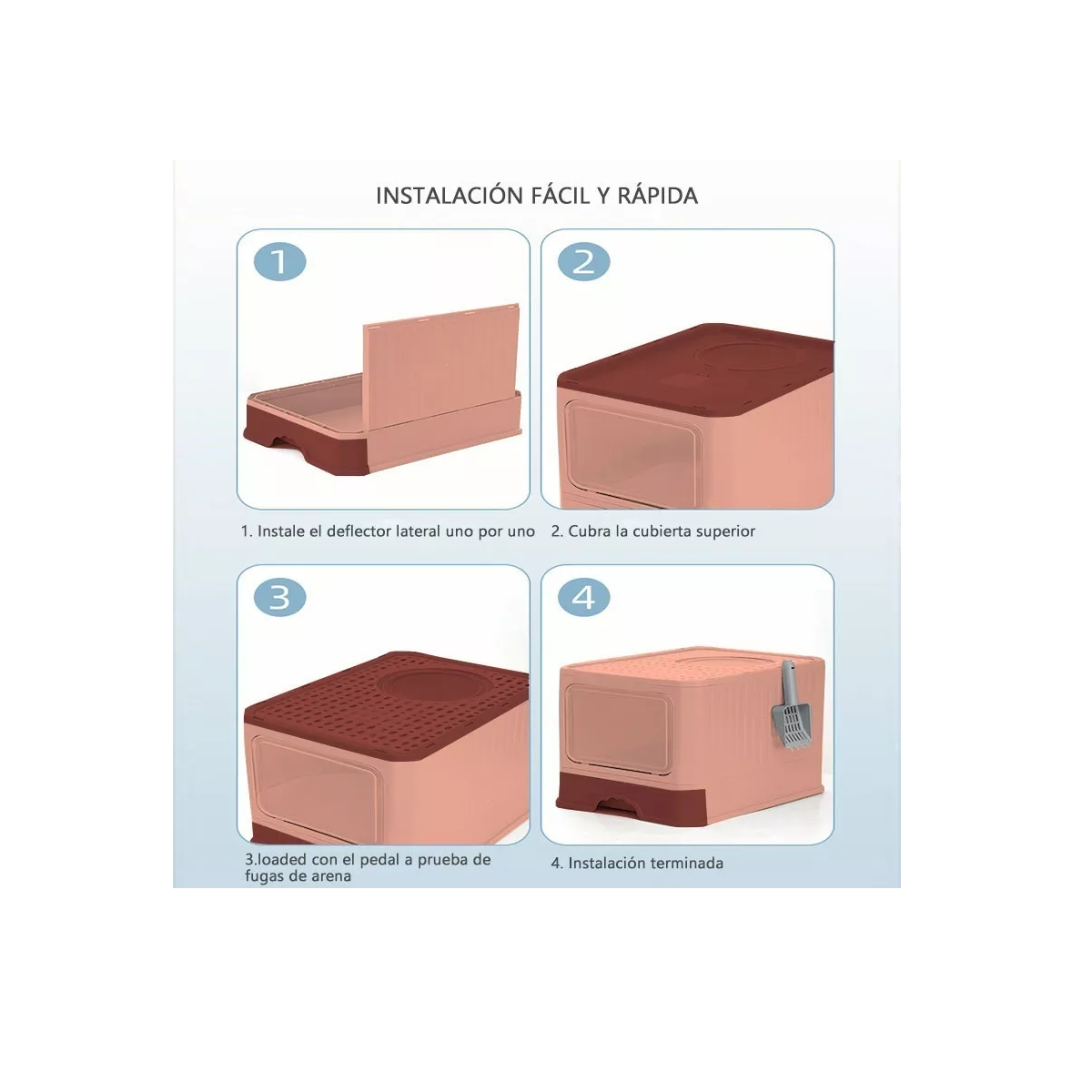 Foto 4 pulgar | Caja De Arena Portátil Para Gatos Con Tapa Bandeja De Arena No Incluye Mascota Eo Safe Imports Esi-9408 Rosa