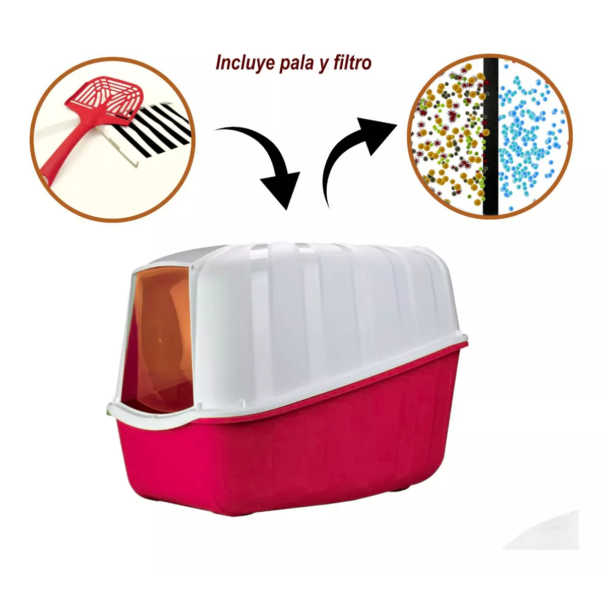 Foto 3 pulgar | Arenero Para Gatos Cerrado Con Pala Puerta Filtro Sanitario Eo Safe Imports Esi-9410 Multicolor