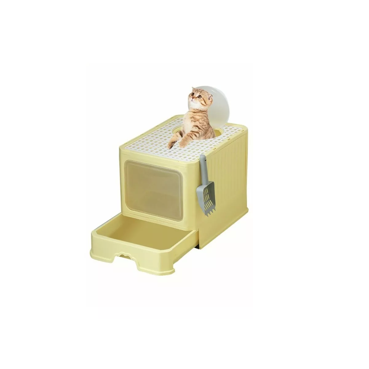 Caja De Arena Portátil Para Gatos Con Tapa Bandeja De Arena No Incluye Mascota Eo Safe Imports Esi-9407 Amarillo