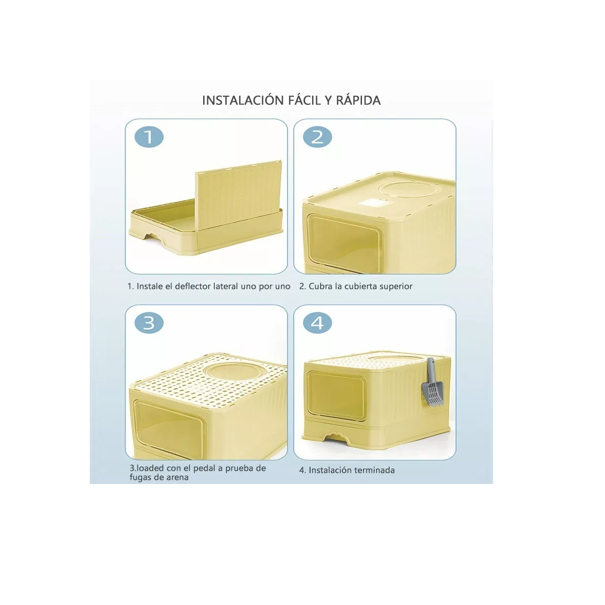 Foto 4 pulgar | Caja De Arena Portátil Para Gatos Con Tapa Bandeja De Arena No Incluye Mascota Eo Safe Imports Esi-9407 Amarillo