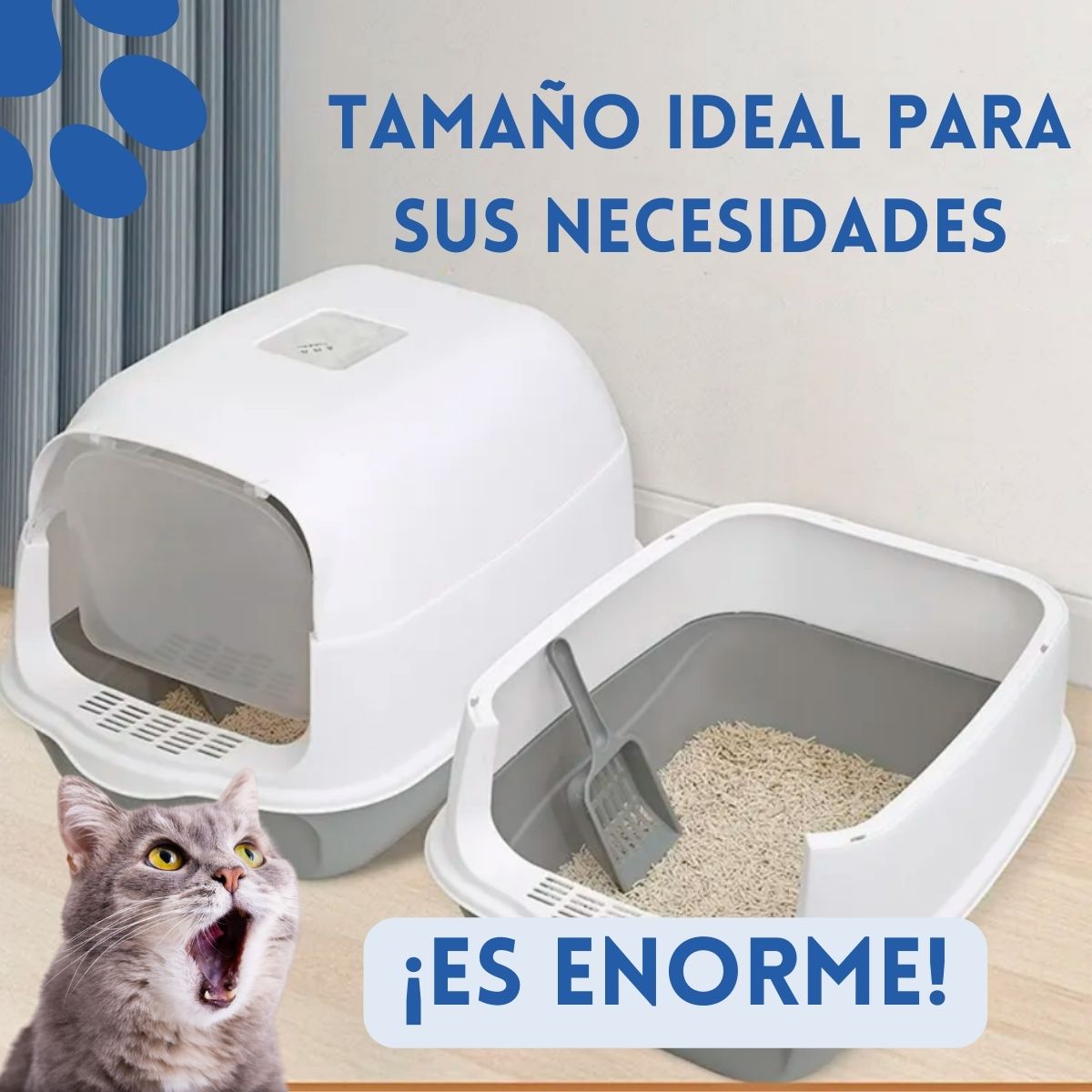 Foto 3 pulgar | Arenero Cerrado PP-APGGY-CL Poli Pets Tamaño GRANDE Gris