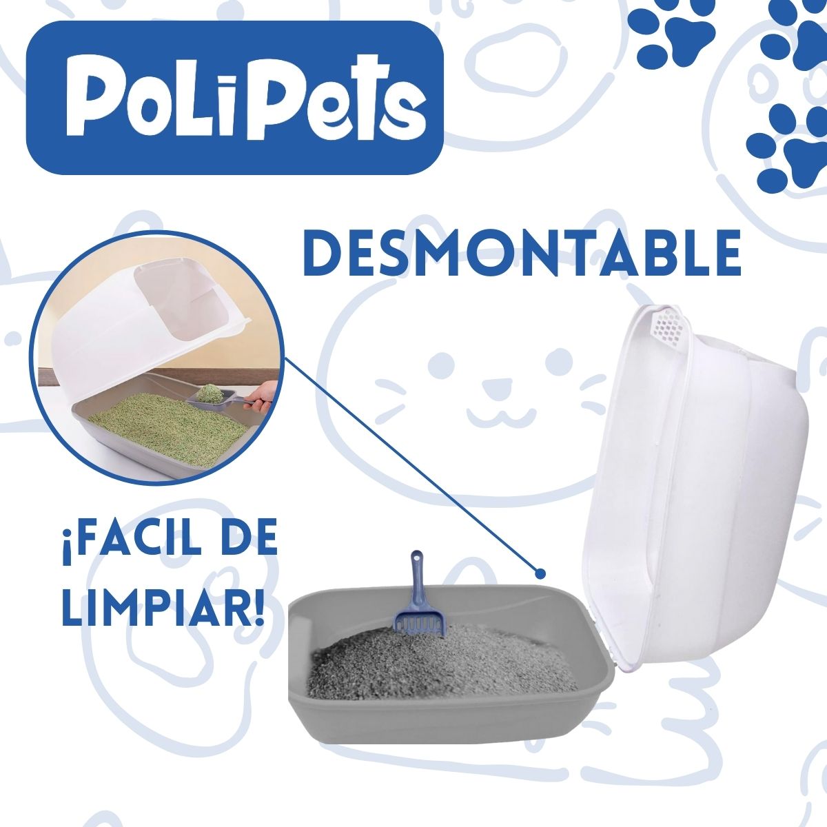 Foto 4 pulgar | Arenero Cerrado PP-APGGY-CL Poli Pets Tamaño GRANDE Gris