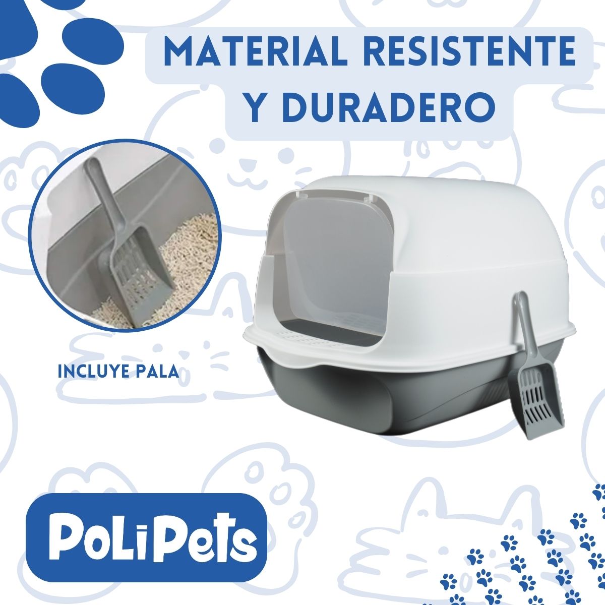 Foto 5 pulgar | Arenero Cerrado PP-APGGY-CL Poli Pets Tamaño GRANDE Gris