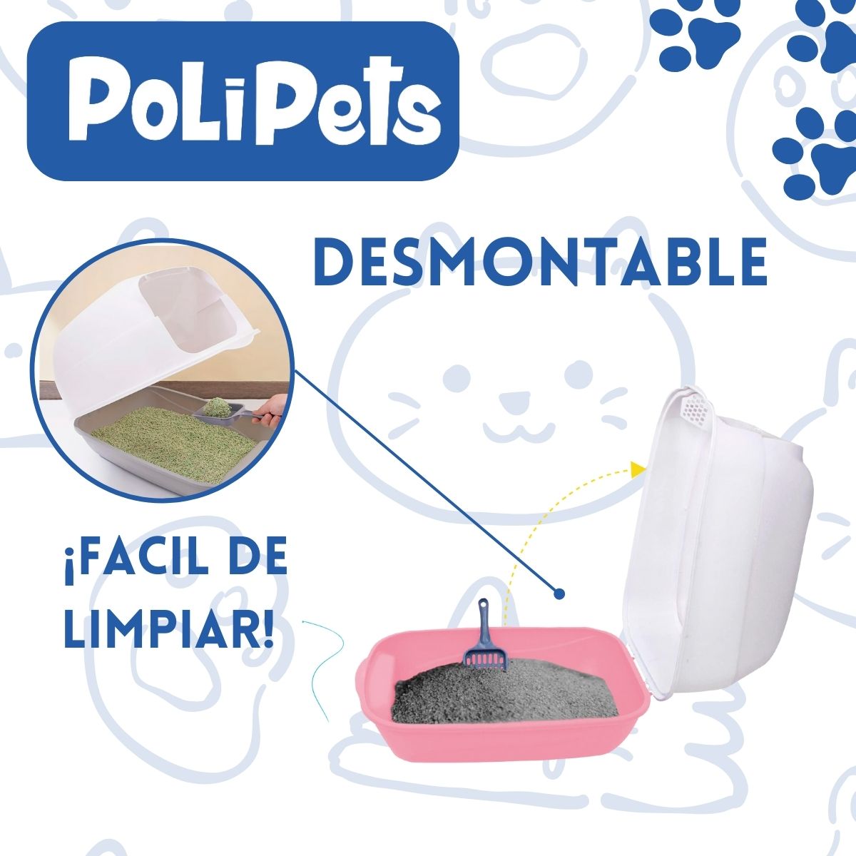 Foto 3 | Arenero Cerrado PP-APGPK-CL Poli Pets Tamaño GRANDE Rosa