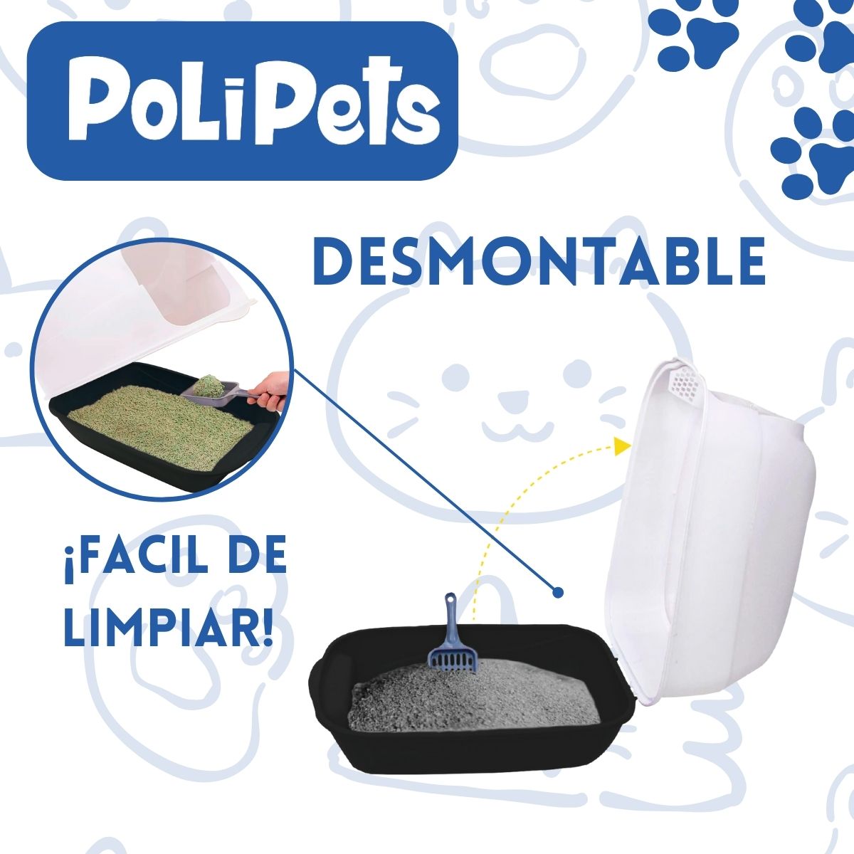 Foto 4 pulgar | Arenero Cerrado PP-APGBK-CL Poli Pets Tamaño GRANDE Negro