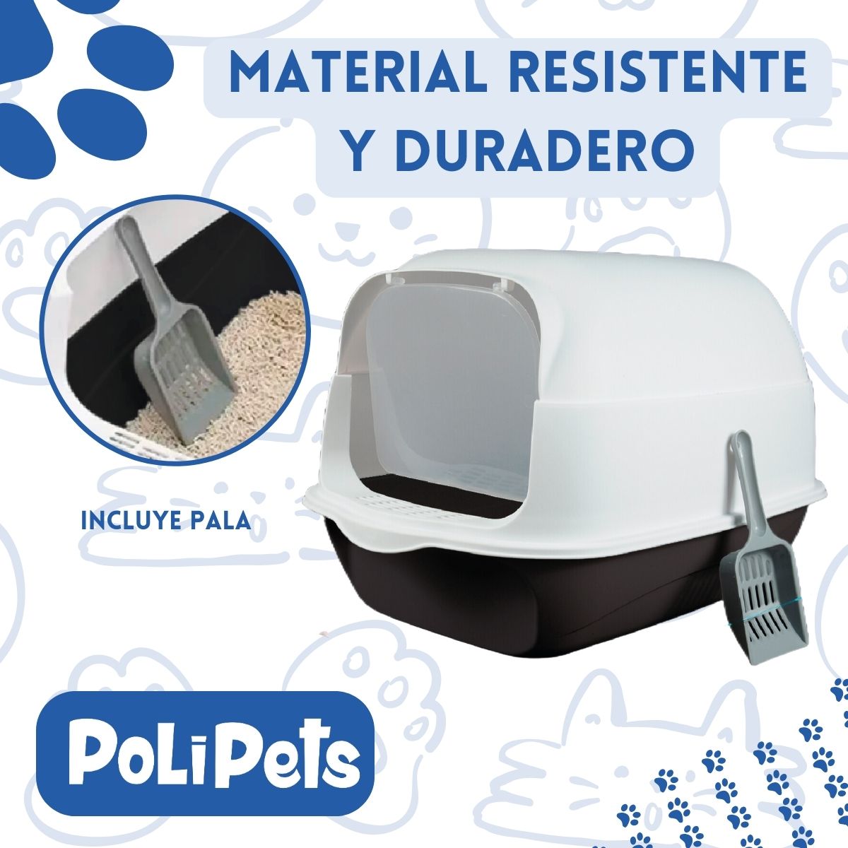 Foto 5 pulgar | Arenero Cerrado PP-APGBK-CL Poli Pets Tamaño GRANDE Negro